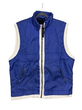 Vintage Descente Blue Nylon Vest 12 Full Zip Light Transition Sleeveless Jacket